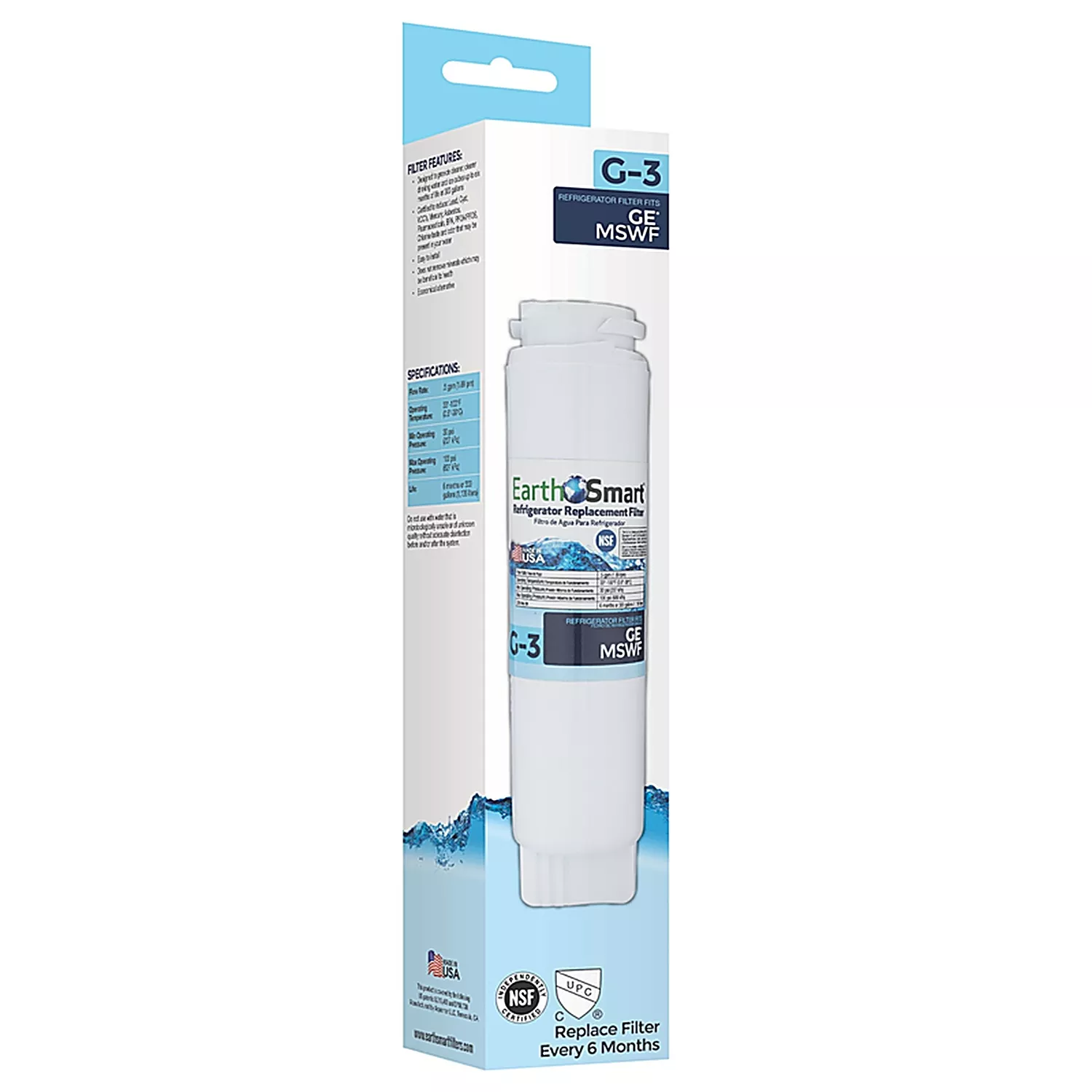 earth-smart-102614-g-3-refrigerator-replacement-filter-ge-mswf Earth Smart - 102614 - G-3 Refrigerator Replacement Filter For GE MSWF
